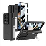 For Samsung Galaxy Z Fold4 GKK Magnetic Hinge Flip Leather Phone Case with Holder(Black)