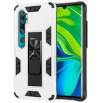 For Xiaomi Mi CC9 Pro Armor Shockproof TPU + PC Magnetic Protective Case with Invisible Holder(White)