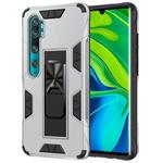 For Xiaomi Mi CC9 Pro Armor Shockproof TPU + PC Magnetic Protective Case with Invisible Holder(Silver)