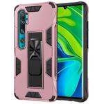 For Xiaomi Mi CC9 Pro Armor Shockproof TPU + PC Magnetic Protective Case with Invisible Holder(Rose Gold)