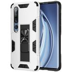 For Xiaomi Mi 10 5G / 10 Pro 5G Armor Shockproof TPU + PC Magnetic Protective Case with Invisible Holder(White)