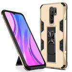 For Xiaomi Redmi 9 Armor Shockproof TPU + PC Magnetic Protective Case with Invisible Holder(Gold)