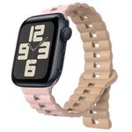 For Apple Watch SE 2023 40mm Reverse Buckle Two Color Magnetic Silicone Watch Band(Pink+Grey)