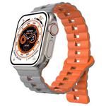 For Apple Watch Ultra 49mm Reverse Buckle Two Color Magnetic Silicone Watch Band(Grey+Orange)