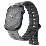 For Apple Watch Series 8 41mm Reverse Buckle Two Color Magnetic Silicone Watch Band(Grey+Black)