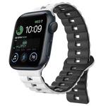 For Apple Watch SE 2022 40mm Reverse Buckle Two Color Magnetic Silicone Watch Band(White+Black)