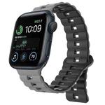 For Apple Watch SE 2022 44mm Reverse Buckle Two Color Magnetic Silicone Watch Band(Grey+Black)