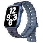 For Apple Watch Series 7 41mm Reverse Buckle Two Color Magnetic Silicone Watch Band(Dark Blue+Light Blue)
