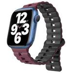 For Apple Watch Series 7 45mm Reverse Buckle Two Color Magnetic Silicone Watch Band(Wine Red+Black)