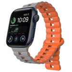 For Apple Watch SE 40mm Reverse Buckle Two Color Magnetic Silicone Watch Band(Grey+Orange)