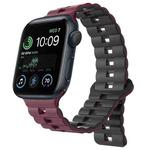 For Apple Watch SE 40mm Reverse Buckle Two Color Magnetic Silicone Watch Band(Wine Red+Black)