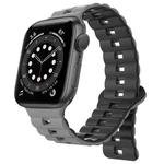 For Apple Watch 6 40mm Reverse Buckle Two Color Magnetic Silicone Watch Band(Grey+Black)