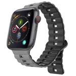 For Apple Watch Series 4 44mm Reverse Buckle Two Color Magnetic Silicone Watch Band(Grey+Black)