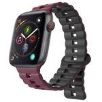 For Apple Watch Series 4 40mm Reverse Buckle Two Color Magnetic Silicone Watch Band(Wine Red+Black)