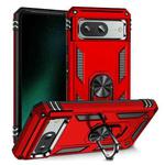 For Google Pixel 8a Shockproof TPU + PC Phone Case with Holder(Red)
