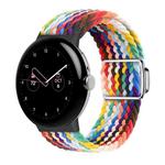 For Google Pixel Watch / Watch 2 Nylon Loop Magnetic Buckle Watch Band(Official Rainbow)