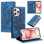 For iPhone 14 Pro Totem Embossed Magnetic Leather Phone Case(Blue)
