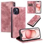 For iPhone 14 Plus Totem Embossed Magnetic Leather Phone Case(Rose Gold)