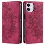For iPhone 12 mini Totem Embossed Magnetic Leather Phone Case(Red)