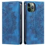 For iPhone 11 Pro Totem Embossed Magnetic Leather Phone Case(Blue)