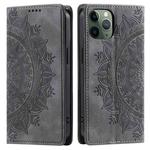 For iPhone 11 Pro Totem Embossed Magnetic Leather Phone Case(Grey)