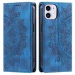 For iPhone 11 Totem Embossed Magnetic Leather Phone Case(Blue)