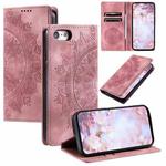 For iPhone SE 2022 / 2020 / 8 / 7 Totem Embossed Magnetic Leather Phone Case(Rose Gold)