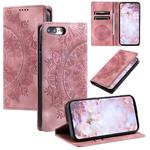 For iPhone 8 Plus / 7 Plus Totem Embossed Magnetic Leather Phone Case(Rose Gold)