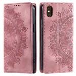 For iPhone XS Max Totem Embossed Magnetic Leather Phone Case(Rose Gold)