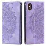 For iPhone XS Max Totem Embossed Magnetic Leather Phone Case(Purple)
