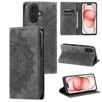 For iPhone 16 Plus Totem Embossed Magnetic Leather Phone Case(Grey)