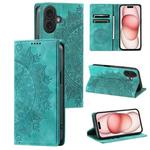 For iPhone 16 Plus Totem Embossed Magnetic Leather Phone Case(Green)