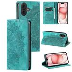 For iPhone 16 Totem Embossed Magnetic Leather Phone Case(Green)