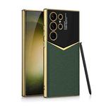 For Samsung Galaxy S24 Ultra 5G GKK Plating Soft TPU + Leather Full Coverage Phone Case without Pen(Green)