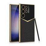 For Samsung Galaxy S24 Ultra 5G GKK Plating Soft TPU + Leather Full Coverage Phone Case without Pen(Black)