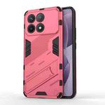 For Xiaomi Redmi K70 5G Punk Armor 2 in 1 PC + TPU Phone Case with Holder(Light Red)