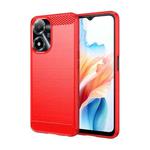 For OPPO A2M 5G Carbon Fiber Brushed Texture TPU Phone Case(Red)