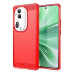 For OPPO Reno11 Pro Global Carbon Fiber Brushed Texture TPU Phone Case(Red)