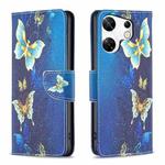 For Infinix Zero 30 4G Colored Drawing Pattern Leather Phone Case(Gold Butterfly)