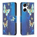For Infinix Hot 30 Colored Drawing Pattern Leather Phone Case(Gold Butterfly)