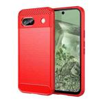 For Google Pixel 8a Carbon Fiber Brushed Texture TPU Phone Case(Red)