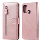 For Huawei P smart 2020 Fashion Calf Texture Zipper Horizontal Flip Leather Case with Stand & Card Slots & Wallet Function(Rose Gold)