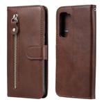For Huawei P40 Lite (5G) / Nova 7 SE Fashion Calf Texture Zipper Horizontal Flip Leather Case with Stand & Card Slots & Wallet Function(Brown)