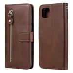 For Huawei Y5p Fashion Calf Texture Zipper Horizontal Flip Leather Case with Stand & Card Slots & Wallet Function(Brown)