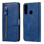 For Huawei Y6p Fashion Calf Texture Zipper Horizontal Flip Leather Case with Stand & Card Slots & Wallet Function(Blue)