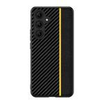 For Samsung Galaxy S25 5G Ultra-thin Carbon Fiber Texture Splicing Phone Case(Yellow)