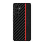 For Samsung Galaxy S25+ 5G Ultra-thin Carbon Fiber Texture Splicing Phone Case(Red)