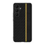 For Samsung Galaxy S25+ 5G Ultra-thin Carbon Fiber Texture Splicing Phone Case(Yellow)