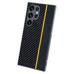 For Samsung Galaxy S25 Ultra 5G Ultra-thin Carbon Fiber Texture Splicing Phone Case(Yellow)