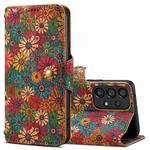 For Samsung Galaxy A52 Denior Flower Language Series Cork Fabric Oil Edge Leather Phone Case(Spring)